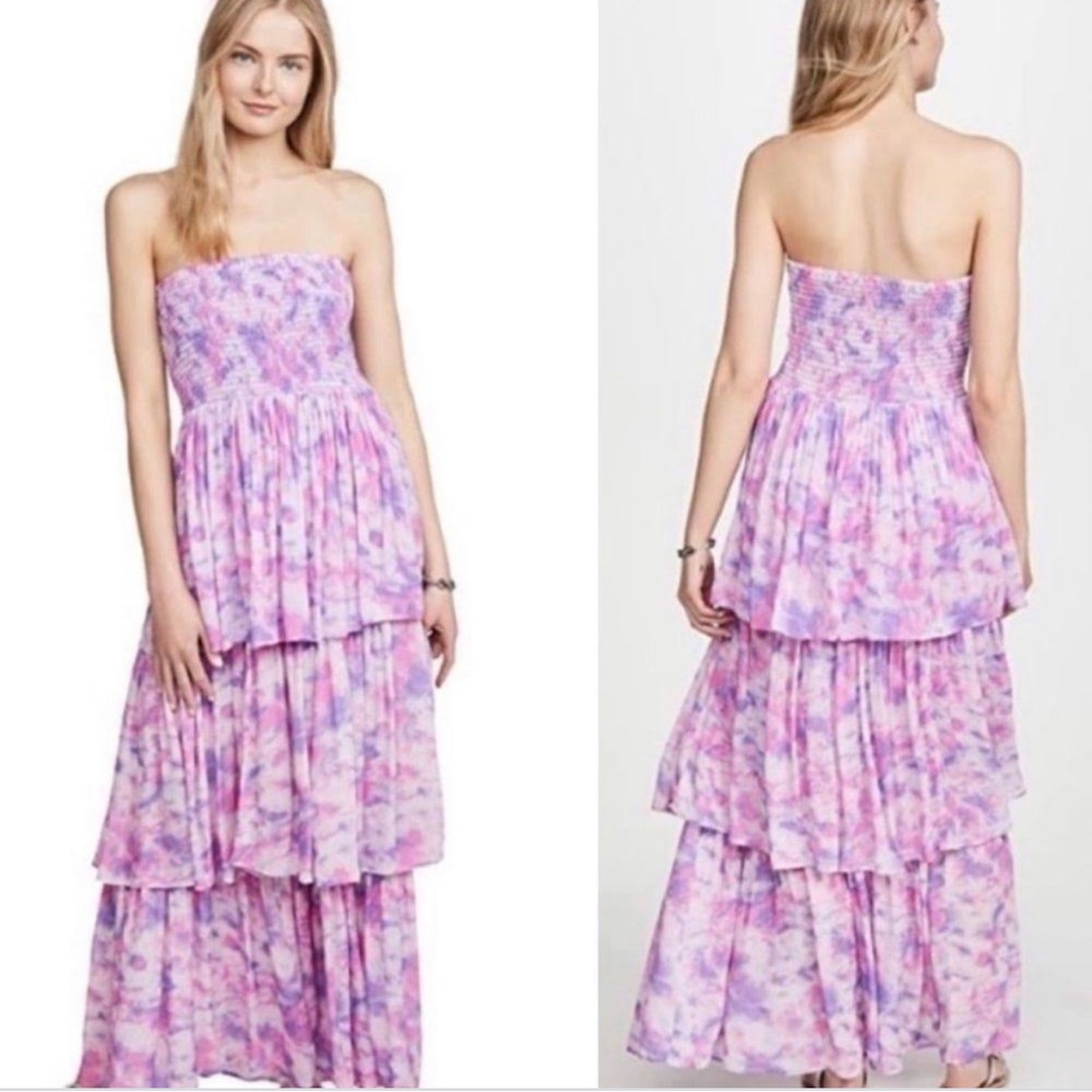 Playa Lucila pink and purple tie dye strapless maxi dress. Size small.
